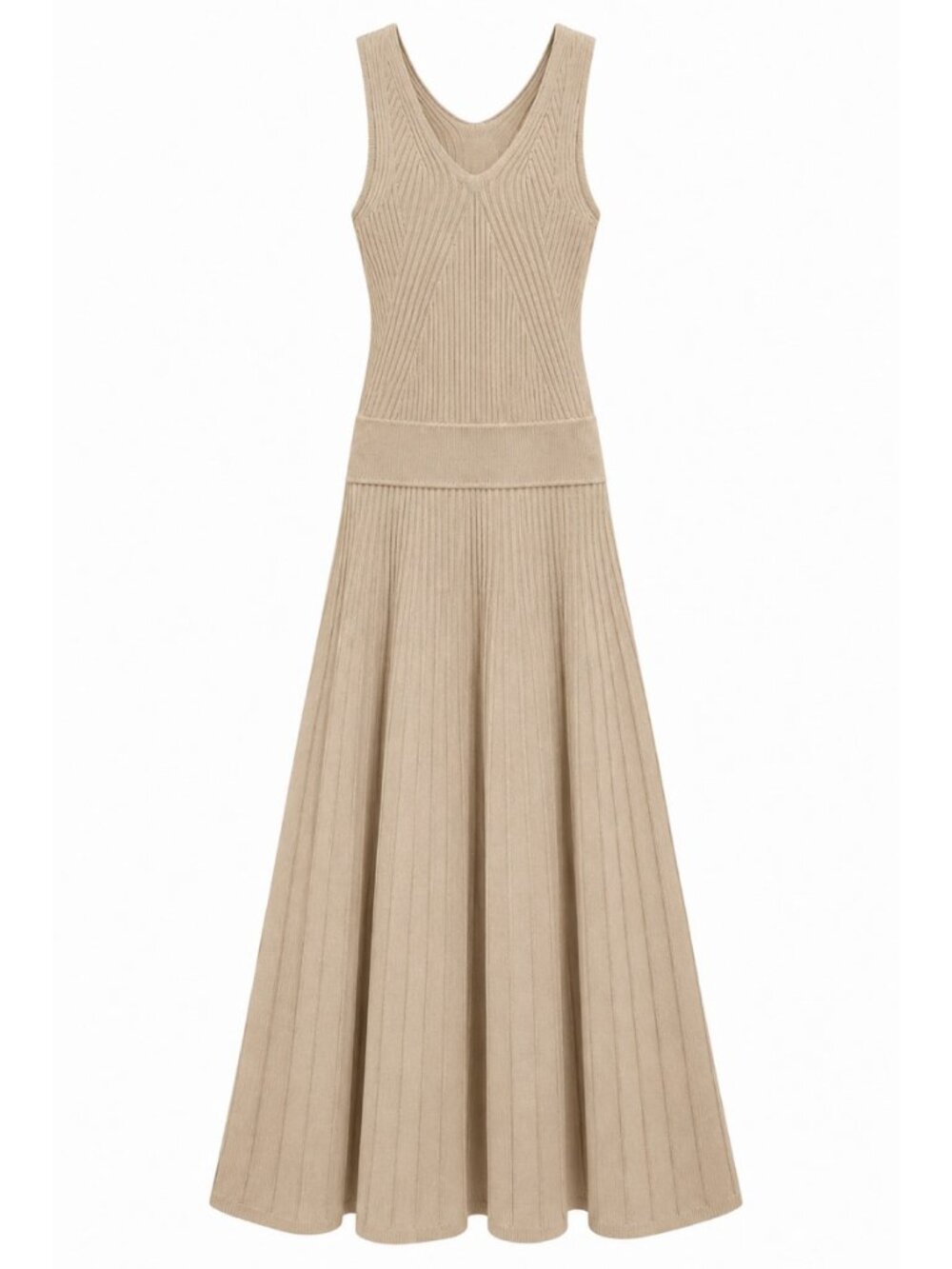 Express Tan Ribbed Knit Sleeveless Midi Dress XS
